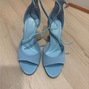 Light Blue Ankle-Strap Heeled Sandals - Women's